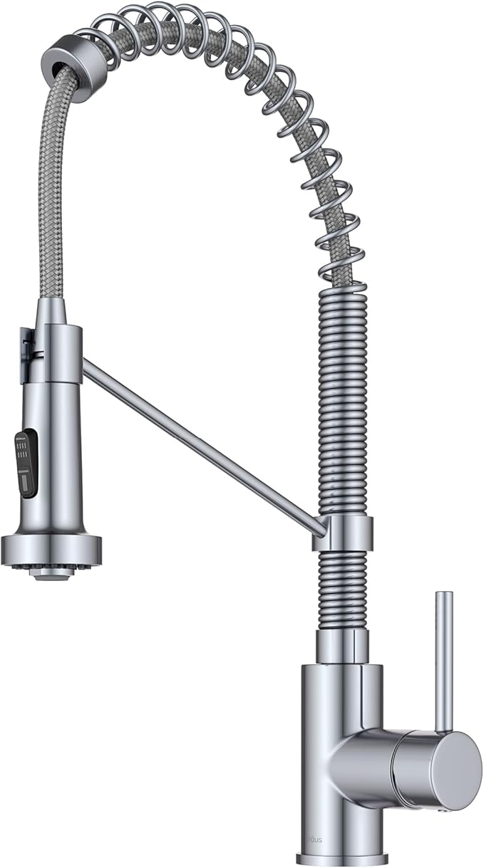 KRAUS Bolden Commercial Style 2-Function Single Handle Pull Down Kitchen Faucet in Chrome, KPF-1610CH (Pack of 1)