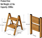 2 Step Ladder,Aluminum Folding Step Stool for Adults,Step Ladder with Wide Anti-Slip Pedal,330 lbs Capacity for Home,Office,Kitchen,Library(Woodgrain)