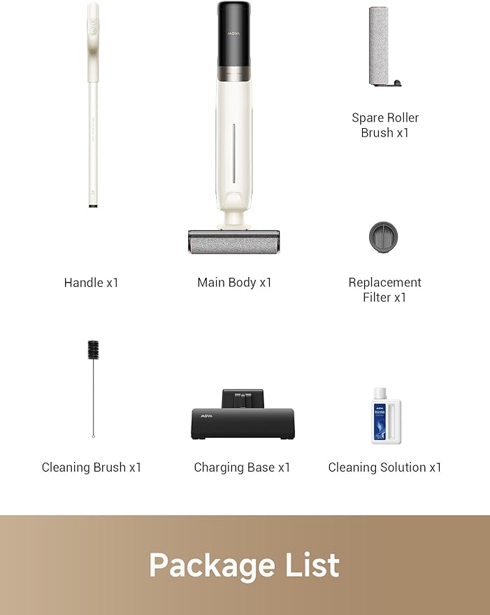 Mova K30 Wet Dry Vacuum Cleaner, 180° Lie-Flat Reach Smart Vacuum Mop, 140°F Hot Air Drying, 0in Dual-Edge Cleaning, Powerful 18000Pa Suction Floor Cleaner for Hard Floors Pet Hair