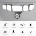 Onforu 120W 12000LM LED Security Lights Motion Sensor Outdoor, Dusk to Dawn Flood Lighting, 5 Heads 360° Wide Angle Illumination, 6500K IP65 Waterproof Hardwired Floodlight Motion Detection (Black)
