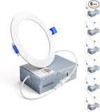 Ensenior 6 Pack 4 Inch LED Recessed Light, Dimmable, 5000K Daylight, 750LM High Brightness, 9W 120V, Damp Rated, Ultra-Thin Canless Wafer Ceiling Light - ETL & FCC & IC