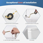 iFealClear Universal Metal Toilet Tank Flush Lever Replacement, Side/Angle Mount Toilet Handle Replacement Kit, Solid Brass Toilet Trip Lever Fits Most Toilets, Stainless Steel Chain, White