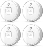 Smoke Detector, 10-Year Smoke Alarm with Photoelectric Sensor and Built-in 3V Lithum Battery, Fire Alarm with Test Button and Low Battery Warning, Fire Safety for Home, 4 Pack