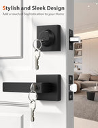 3 Pack Square Keyed Alike Front/Exterior Door Levers with Single Cylinder Deadbolt, Flat Black Entry Door Knob Lock Set with Deadbolt Combination Sets, for Entrance/Front and Office Doors