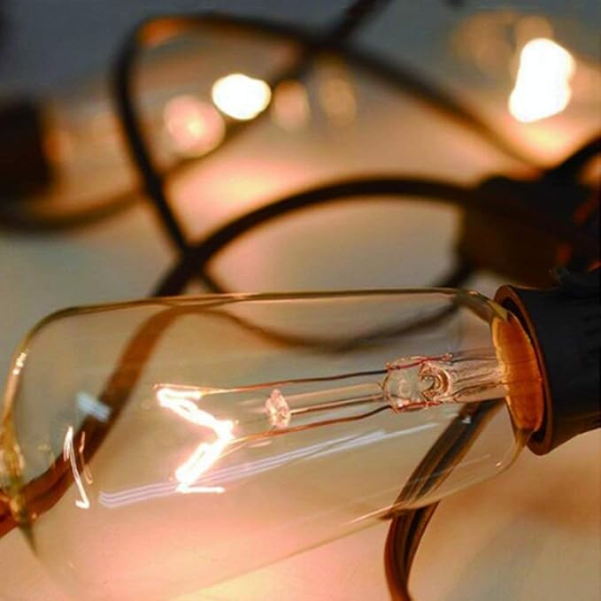 10-Pack Edison Replacement Light Bulbs, 7W E17 Screw Base ST40 Replacement Clear Glass Light Bulbs for Outdoor Patio ST40 String Lights, Warm White