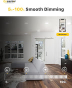 Ensenior 36 Pack 4 Inch LED Recessed Light, Dimmable, 2700K-5000K 5CCT, 750LM High Brightness, 9W 120V, Damp Rated, Ultra-Thin Canless Wafer Ceiling Light - ETL & FCC & IC