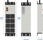 CCCEI Grey Heavy Duty Power Strip Surge Protector 20 AMP, 8 Outlets 12 Gauge Industrial Shop Garage Metal Multiple Outlets, 12 FT Extension Cord 5-15P Adapter High Amp 6-20R T-Slot 20a for Appliance