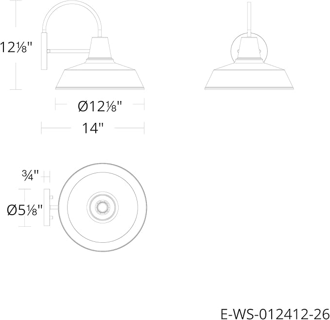 Builder Essentials Heritage Collection Gooseneck RLM Style Outdoor Farmhouse Barn Light with 12in Shade in Anti-Rust Dark Bronze Finish, Overall Extension 14in E26 Base Lamp