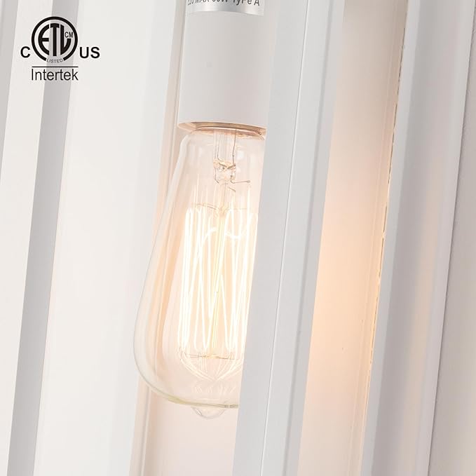 mirrea 14" Classic Outdoor Wall Sconce 1 Light in Rectangular Metal Frame and Clear Glass Shade Waterproof Porch Light Patio Light Pack of 2 (Matte White)