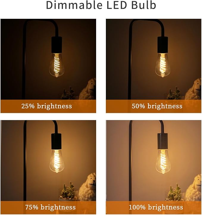 8 PCS Dimmable Vintage LED Edison Bulbs, 6W Equivalent 60 Watt, Warm White 2700K, Antique Flexible Spiral LED Filament Light Bulb, ST58 (ST19), 600 Lumens, E26 Base, Clear Plastic