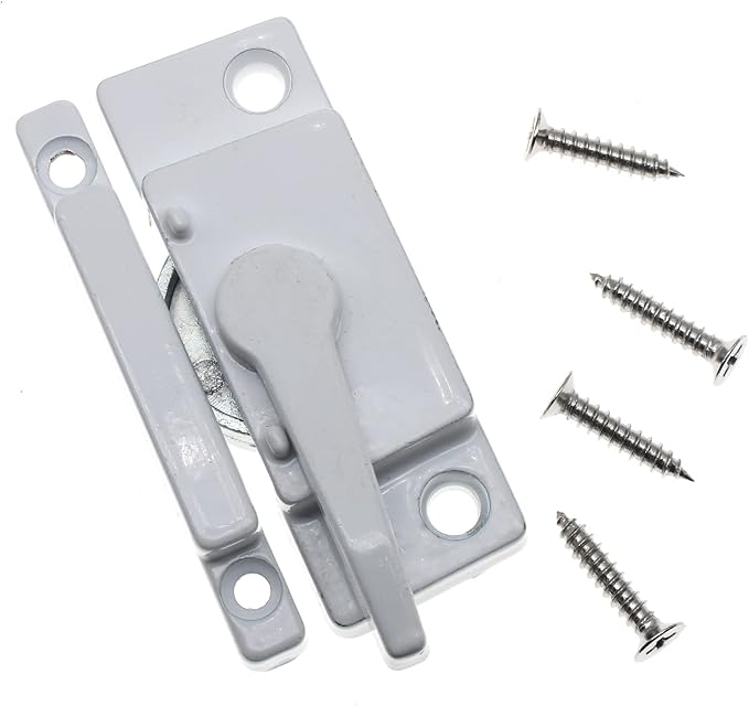 2 Pack Sliding Window Sash Locks Zinc Alloy Sash Lock White Window Locks Sliding Window Parts and Hardware Latch Lock for Double Hung Window Vertical and Horizontal Sliding Windows