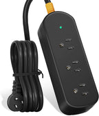 6ft Extension Cord, 3 Outlets Small Power Strip, Mountable Power Strip Weatherproof for Home, Outdoor, Travel.