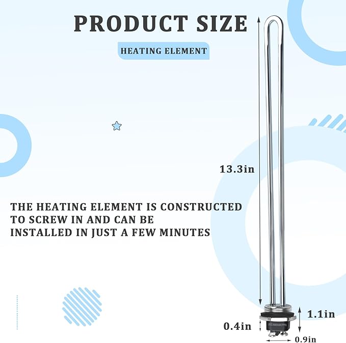 Water Heaters Element 100108283 for AO Smith Electric, Fit for ECT 52/55/66/80/120, ECS 30/40/50, ECLN ELJN ECJN 40, ECL 30/50, Replace 100108284 9000092015 9000092045 Heating Element, 4500W 240V