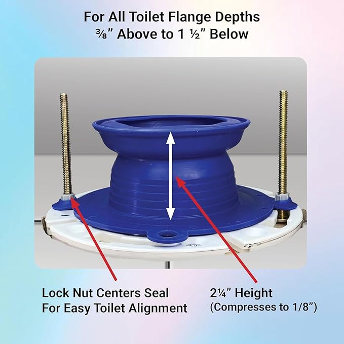 One N Done Toilet Flange Repair Kit – Complete Toilet Wax Ring Replacement Kit – Durable Waxless Toilet Ring – Includes Toilet Flange Bolts and nuts,washers - Toilet Flange Extension Kit (5 Packs)
