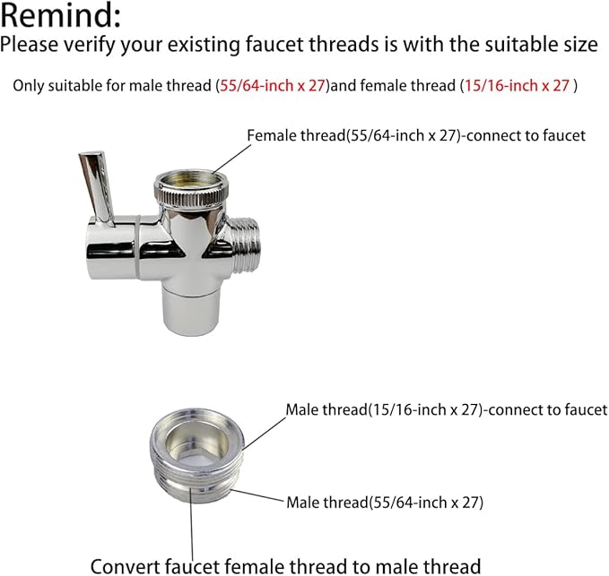 All Brass Faucet Diverter Valve with Aerator, Sink to Garden Hose Diverter Adapter, for Bathroom/Kitchen Sink Faucet Connection Portable Washing Machine/Dishwasher (G1/2 * 3/4", Chrome)