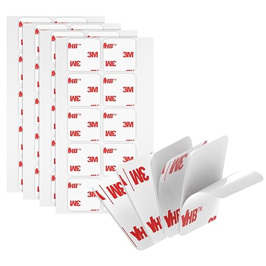 3M Double Sided Adhesive Pads Heavy Duty VHB 1" x 1" 0.025in Thick 40 PCS Square White 4930 Strong Adhesive Mounting Waterproof Foam Tape for Car Home Office Decor
