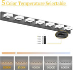 Ralbay 46inch Matte Black Vanity Lights 7 Lights Dimmable 5 Color Temperature Acrylic Modern LED Black Vanity Lighting for Bathroom