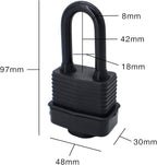 FIGODE® Lock KA#4241, Waterproof Padlocks Keyed Alike for Outdoor use, Covered Heavy Duty Laminated Steel Lock, 1-9/16 Inch. Wide, Long Padlock, Pack of 48