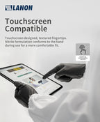LANON 6 mil Black Nitrile Disposable Gloves, EN ISO 374 Chemical Resistant, Heavy-Duty, Mechanic, Textured Fingertips, Latex-Free, Large