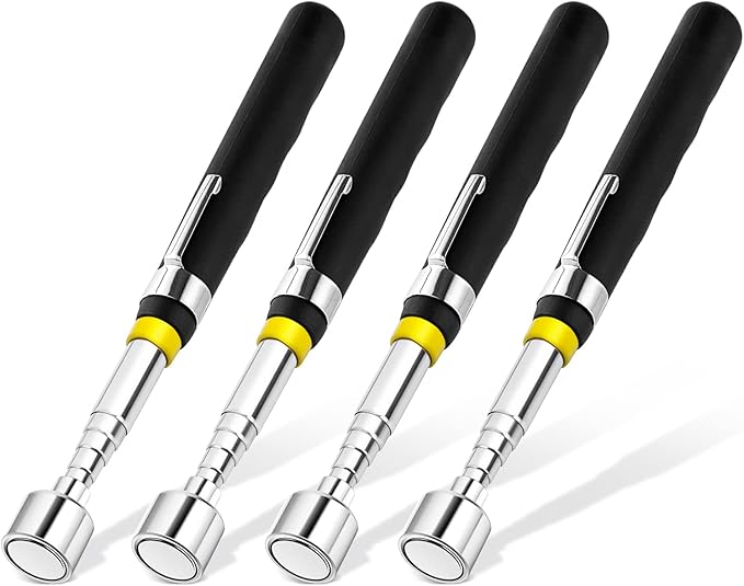 4 Pieces 10LBs Telescoping Magnetic Pickup Tool, Magnet Stick Rod Extendable 7" to 30.5" for Men, Birthday, Father's Day, Christmas Gift