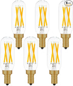 E12 LED Bulb Dimmable 40 Watt Equivalent Warm White 2700K T6 Bulb Type with E12 Base, LED 4W E12 Candelabra Bulb Clear Glass, 6 Pack