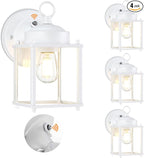 GRUENLICH Dusk to Dawn Outdoor Wall Lantern, Exterior Wall Sconce Light Fixture, Outside Porch Lighting with Clear Glass for House, Patio, White, 4 Pack