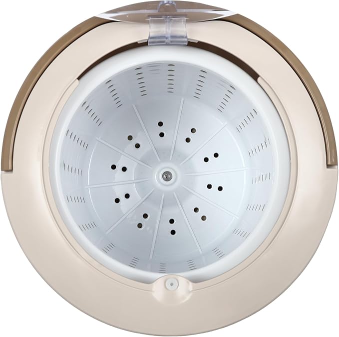 Manual Clothes Dehydrator,Portable Mini Dryer Compact Spin Dryer with Clear Top Cover,12L/3.17gal Freestanding Manual Dehydrator, Manual Clothes Dryer for Camping, Traveling, and Hotel Use (Apricot)