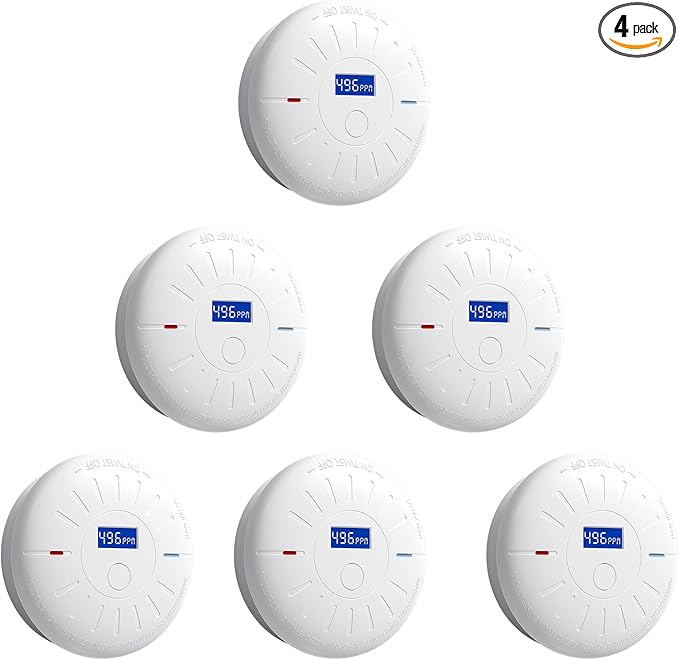 6 Pack 10 Year Battery Operated Smoke Detector and Carbon Monoxide Detectors, Travel Portable Photoelectric Fire Co Alarm for Home, Kitchen