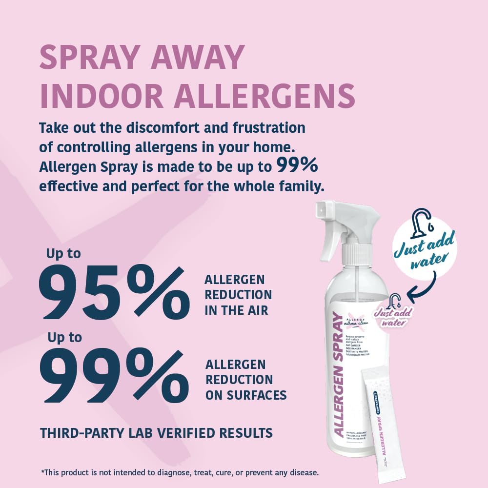 Allergen Spray, Pets, Dust Allergies & More, Air & Surface, Just Add Water, Bottle with One Refill, Over 64oz Total