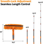 23 ft High Reach Window Squeegee with Extension Pole, 2 in 1 Squeegee for Window Cleaning, Window Cleaner Tool with 5-Stage 4-16.5 ft Telescoping Pole, Squeegee for Shower Glass Home Car