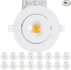 16 Pack Led Recessed Light 4 Inch,Adjustable Eyeball Gimbal, LED Recessed Lighting with Junction Box 9 Watts 750Lm Dimmable Ceiling Light ETL Listed (2700K/3000K/3500K/4000K/5000K Option)