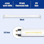 15W 18" T8 Linear Fluorescent Light Tube Bulb, 1.5 Feet F15T8 DL Medium Bi-Pin G13 Base 6500K Daylight 12 Pack