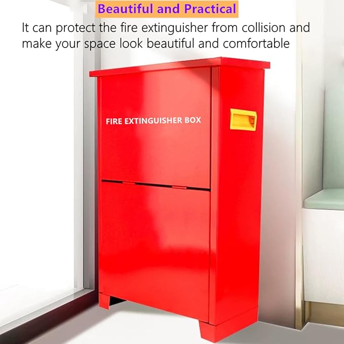 Fire Extinguisher Cabinet for 5-10 pounds Extinguisher 21.3'' x 12.6'' x 6.7'' Accommodate Two Extinguisher Indoor/Outdoor Ground Fire Extinguisher Box Waterproof Dustproof