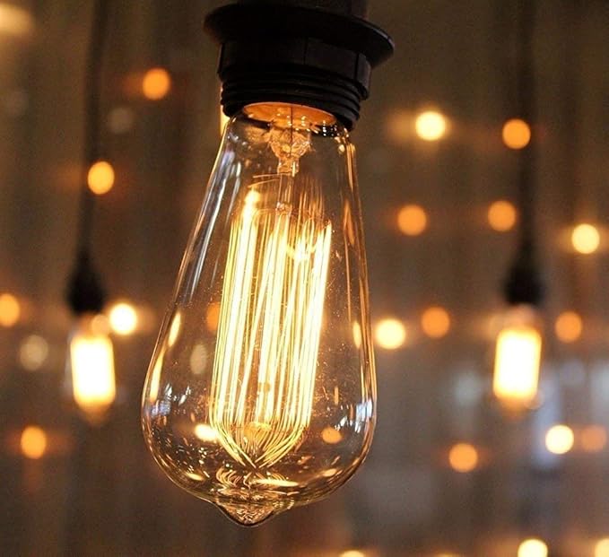 HESSION 6-Pack Vintage Edison Bulbs, ST64 40W E26 Base Amber Glass Warm White Filament Antique Decorative Dimmable Light Bulbs Used for Classical Pendant or Chandelier Lights
