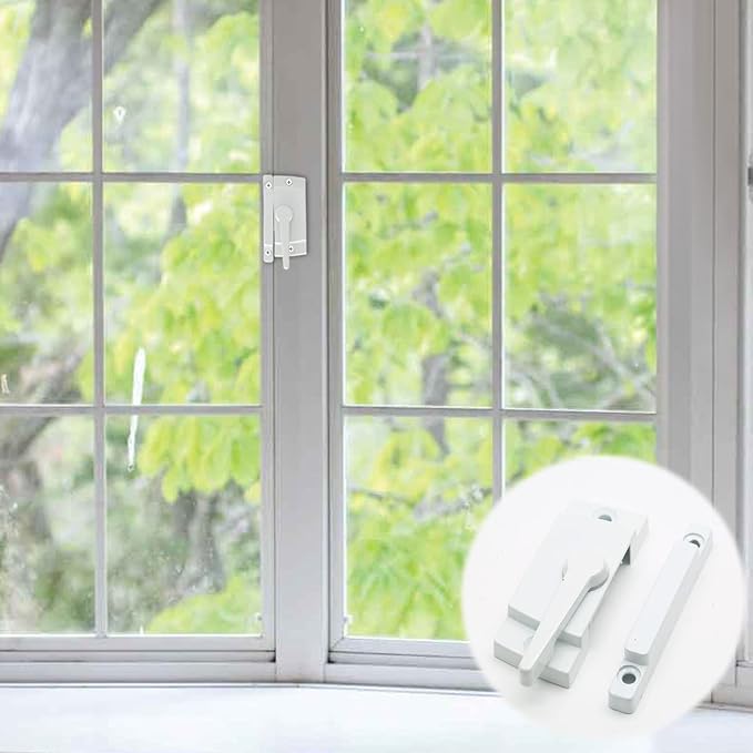 Uenhoy 4 Pack Cam Action Window Sash Locks for Double Hung Windows, White Sash Window Locks for Vertical & Horizontal Sliding Windows