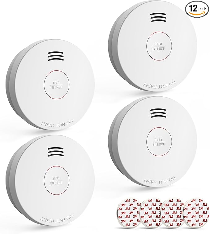 Jemay Smoke Detector,10-Year Battery Fire Alarm UL Certified Photoelectric Smoke Detectors with Low Battery Alert & Silence Button, Easy Install Smoke Alarm Magnetic Mounting for Large Homes, 4 Packs