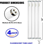 F15T12-CW Cool White 15 Watt Light Bulbs, T12 15 Watt Fluorescent Bulb 18 Inches, Cool White G13 Cap 825 Lumens 4 Pack