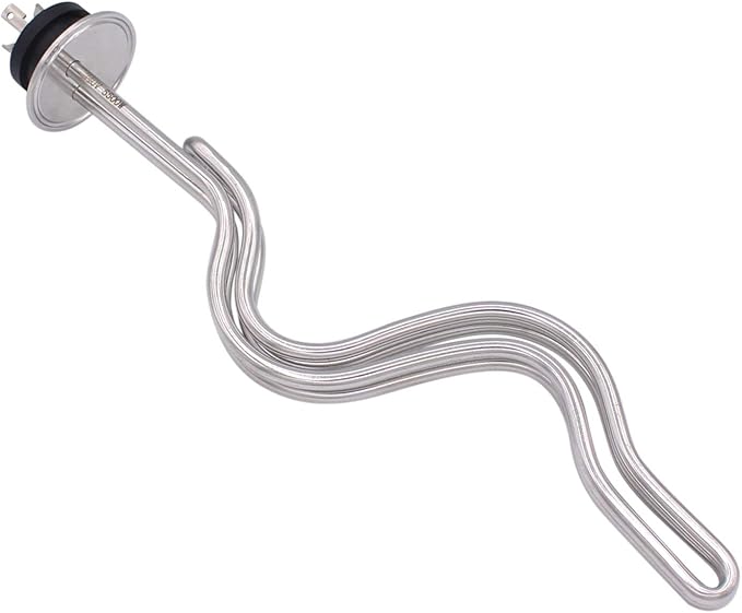 DERNORD 240V 5500W Tri-clamp Ripple Heating Element Stainless Steel Immersion Water Heater with 3-Wire Electrical Locking Plug (2 Inch Tri clamp)