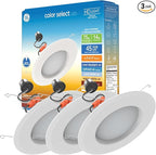GE Color Select LED Recessed Downlight Fixture, RS6 Indoor Floodlight, 6-Inch, Multiple Color Temperatures, 75 Watt Replacement (3 Pack)