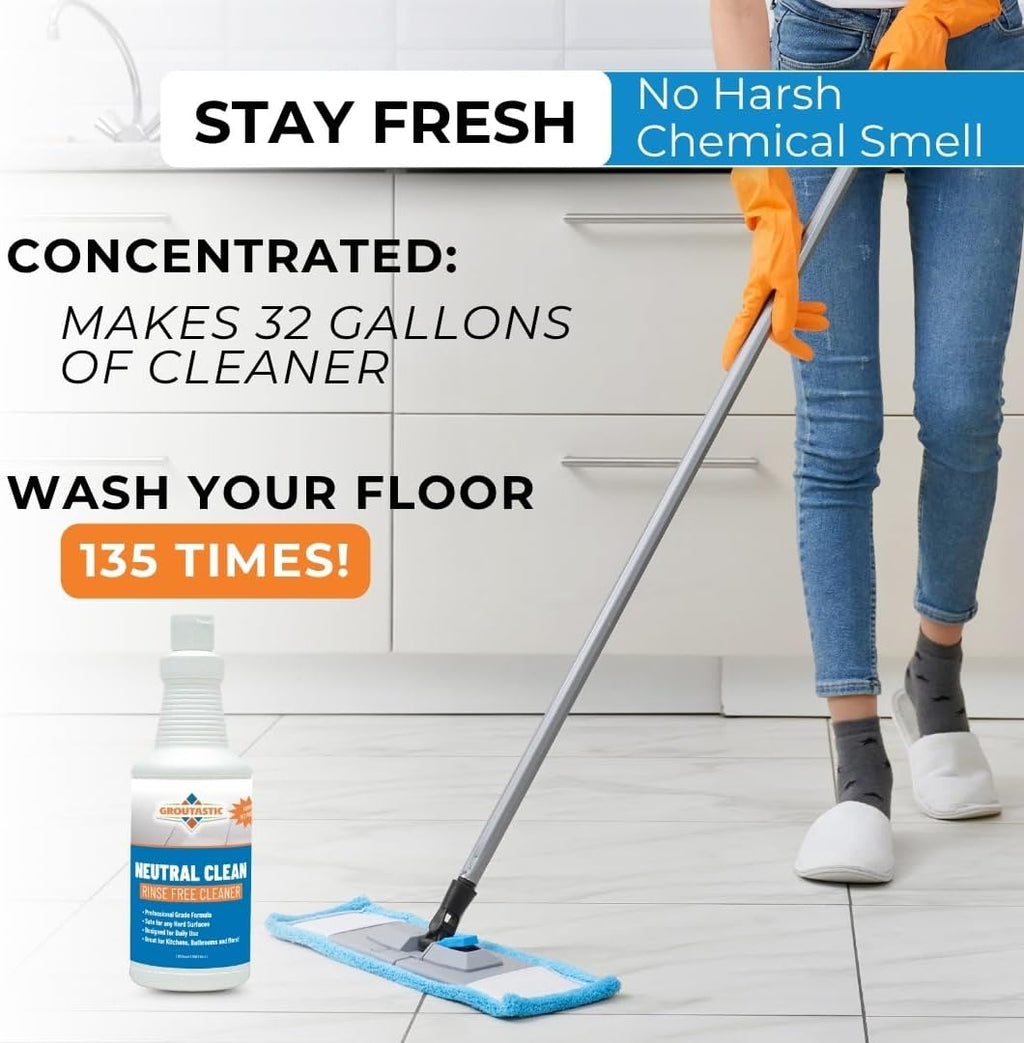 PH-Neutral Daily Floor Cleaner - Mop Your Tile, Grout and Stone Floors, Concentrated Cleaning Formula, Safe for All Floors. Ceramic, Porcelain, Laminate, Wood, Kitchens, Bathrooms 32 oz