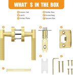 Amerdeco 5 Pack Brushed Gold Passage Knurled Door Handles, Heavy Duty Non-Locking Door Lever for Hall, Closet, Office Area, Shopping Malls AM0016