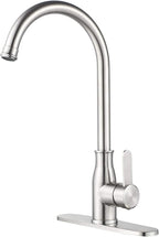 Single Handle Kitchen Faucet Stainless Steel Brushed Nickel，Modern High Arc Kitchen Sink Faucet, Commercial Bar Sink Faucet One Hole with Deck