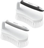 Amazer Scrub Brush for Cleaning Comfort Grip Bathtub Scrubber Stiff Bristles with Handle Heavy Duty Shower Cleaner Brush for Tub Carpet Floor Sink Outdoor - Pack of 2 (Black+Grey)