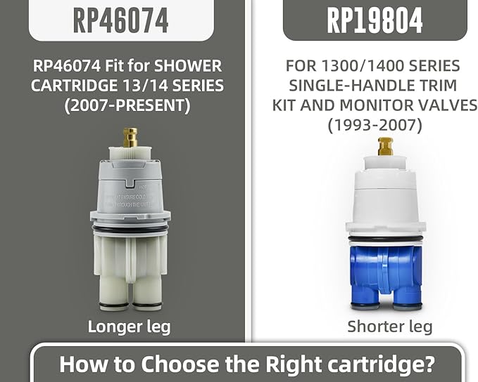 RP46074 Compatible with Delta 13/14 Series Bath Tub Shower Faucet Single Handle Universal MultiChoice Rough-in Valve Monitor Cartridge Repair Assembly Plumbing Parts with RP22734 Bonnet Nut