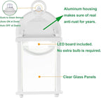 LIT-PaTH Dusk to Dawn Outdoor Wall Lantern, LED Wall Sconce, 5000K Daylight White, 9.5W, 800 Lumen, Aluminum Housing Plus Glass, Outdoor Rated, 2-Pack, White