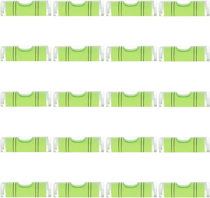 JYK Mini Cylindrical Level 20pcs, 9.5x34mm Small Horizontal Bubble Levels - Bubble Spirit Level Measuring Tools for Construction, DIY, and Layout