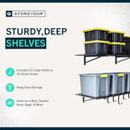 StoreYourBoard 2-Pack Heavy Duty Wall Shelves 2ft x 4ft – Wall-Mounted Garage Storage Shelving and Organization for Sheds, Closets, or Utility Rooms – Holds 200 lbs - Black