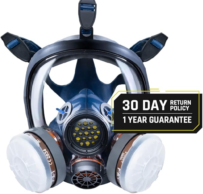 Parcil Distribution Full Face Respirator Mask with Filters – Durable Full Face Respirator Gas Mask, Bayonet Filter Compatible