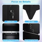 71" Broom Closet Cabinet with Hanging Rod, Tall Black Metal Storage Cabinet for Bathroom, Utility Room, and Garage