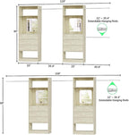 Unikito Closet System, 6-14FT Walk in Closet Organizer with 8 Drawers and Mirror, 168" Wood Closets Insert with Tower, Sturdy Wardrobe Closets Garment Rack with Extendable Hanging Rods, White Oak